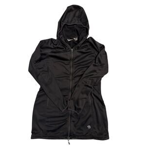 Mountain Hardwear Women's Long Full Zip Fleece Hooded Jacket Black Sz L